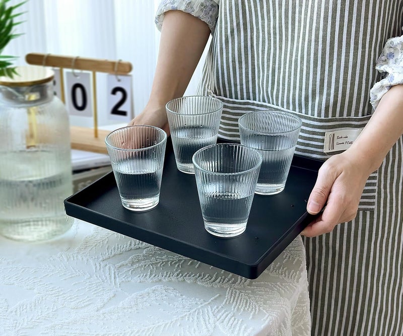 VCREATC Versatile Black Square Tray - 11 Inch Organizer Decorative Tray for Bathroom Vanity, Coffee Table, Dresser & Kitchen Countertop - Black Catch-All Tray for Home Decor, Jewelry, Makeup & Snacks - Image 2